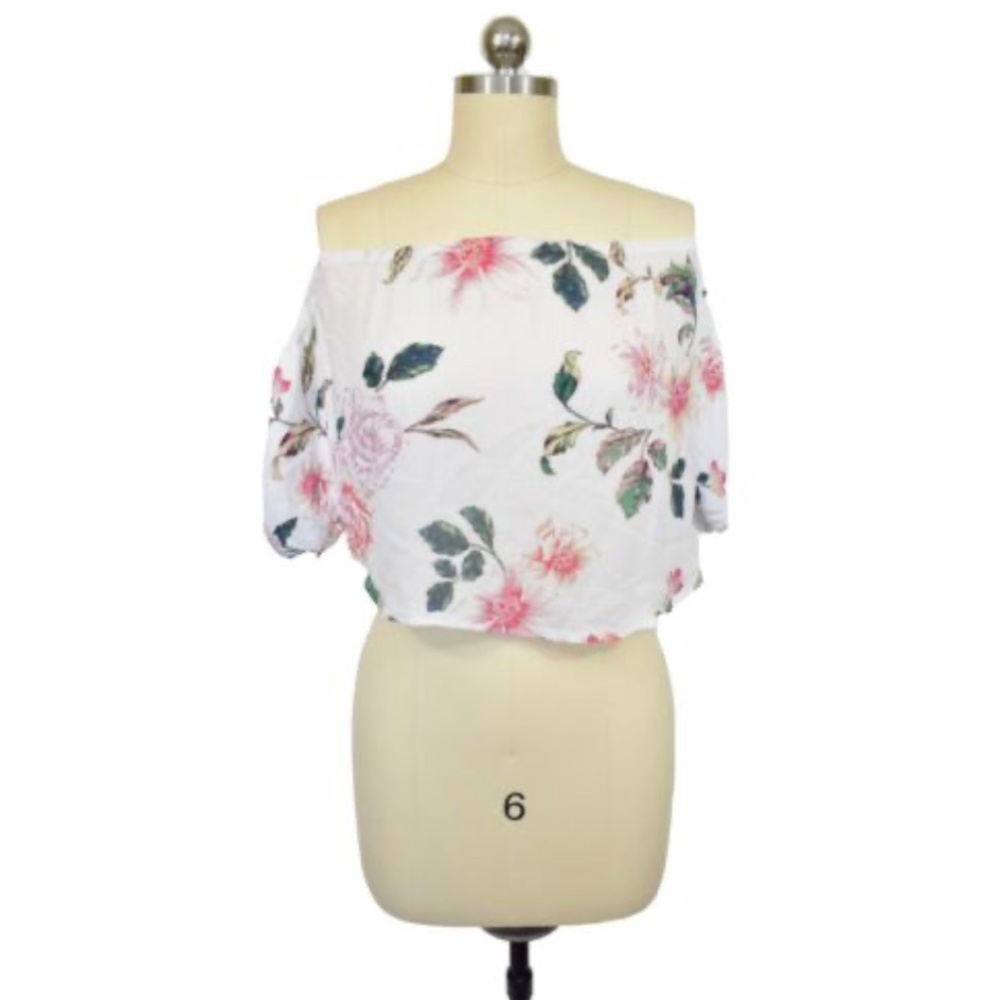 Kimchi Blue UO White Floral Off Shoulder Blouse XS - Picture 1 of 5